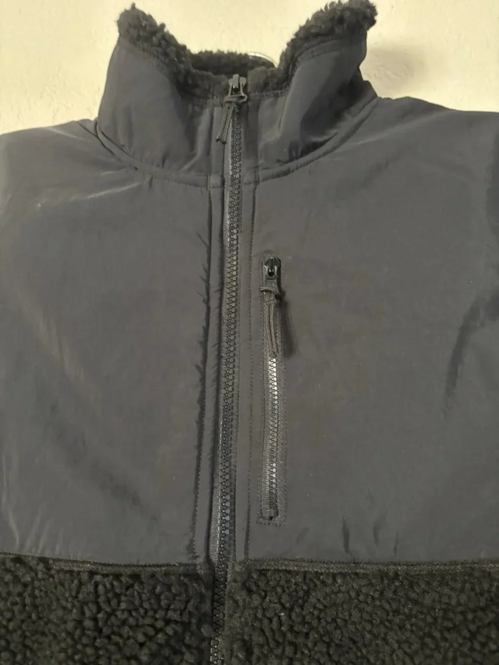 NWT J. Crew Factory Authentic Men’s Fleece Sherpa Vest Black Sz S